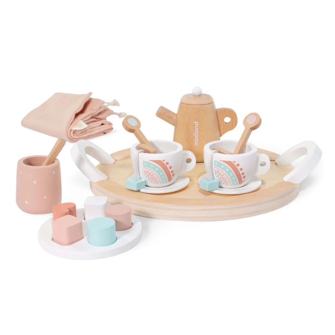 Doll-Sized Wooden Tea Set