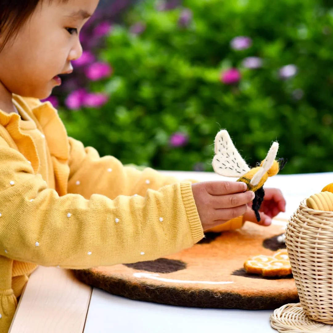 Felted Honey Bee Life Stages Set with Playmat - Image 5